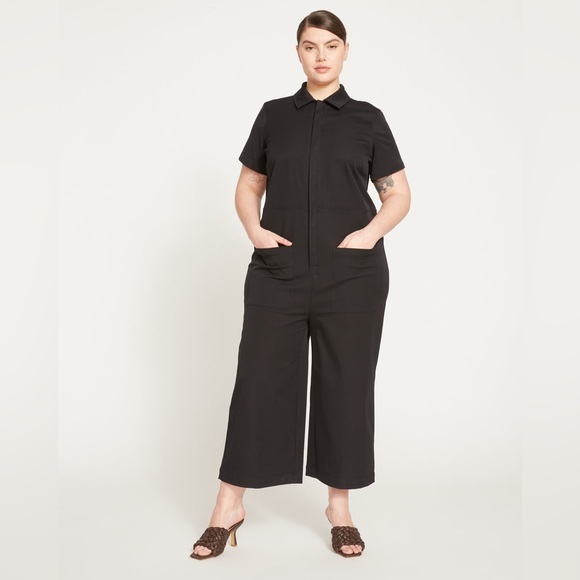NWT Universal Standard Kate Cotton Twill Jumpsuit Black Plus Size